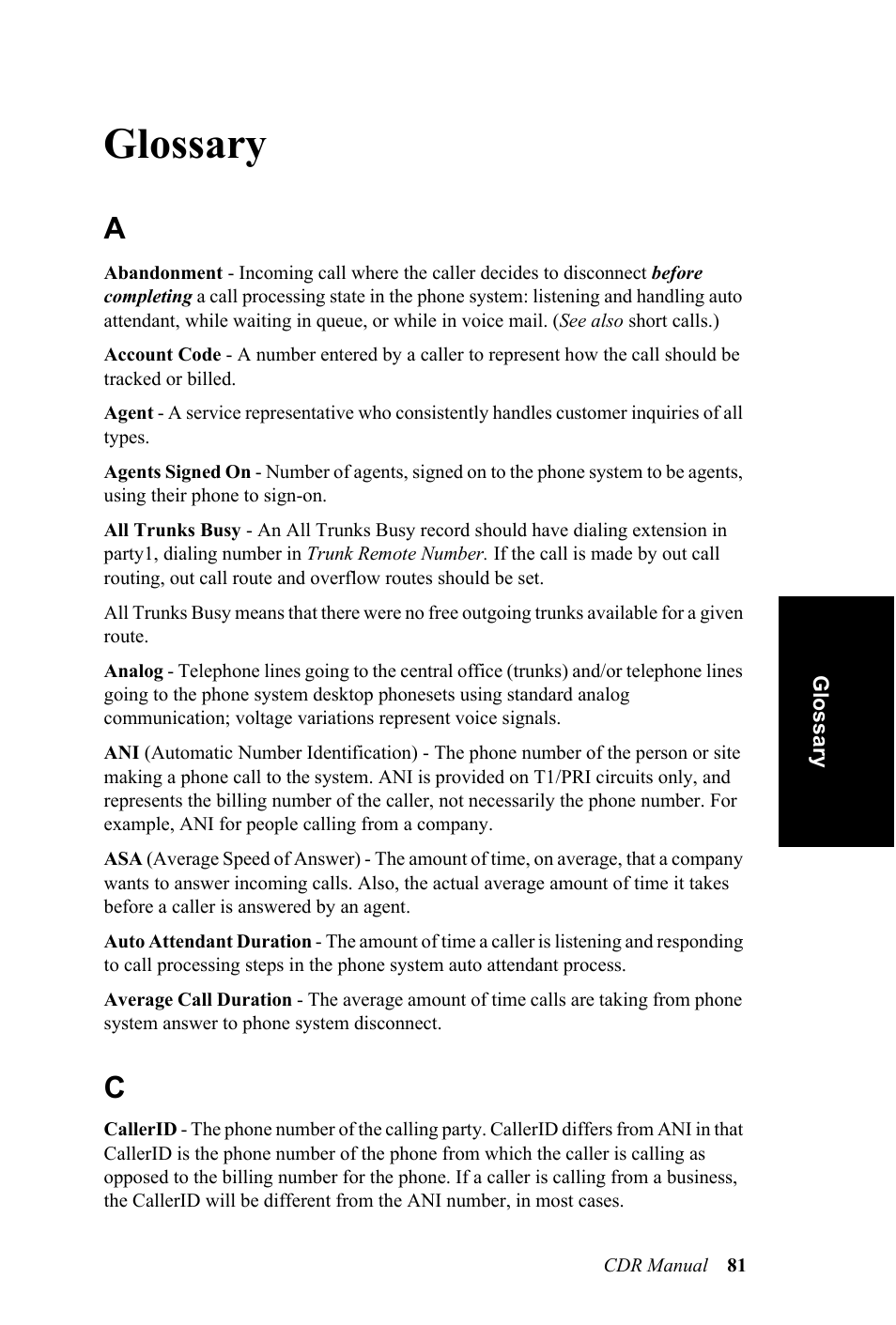 Glossary | AltiGen MAXCS 7.0 CDR User Manual | Page 85 / 95