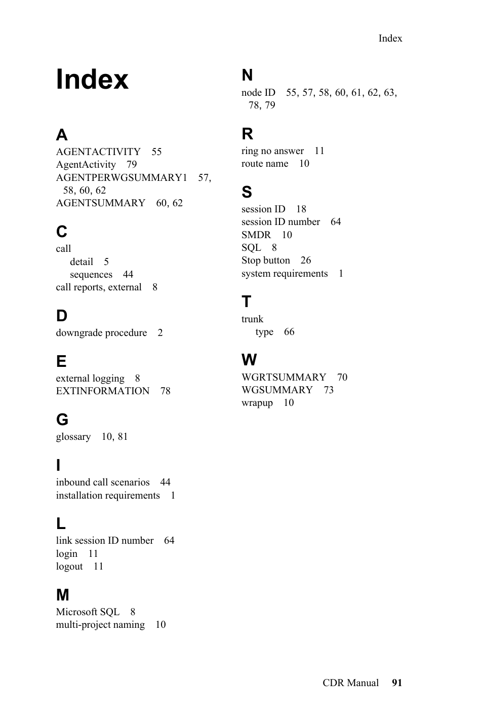 Index | AltiGen MAXCS 7.0 CDR User Manual | Page 95 / 95