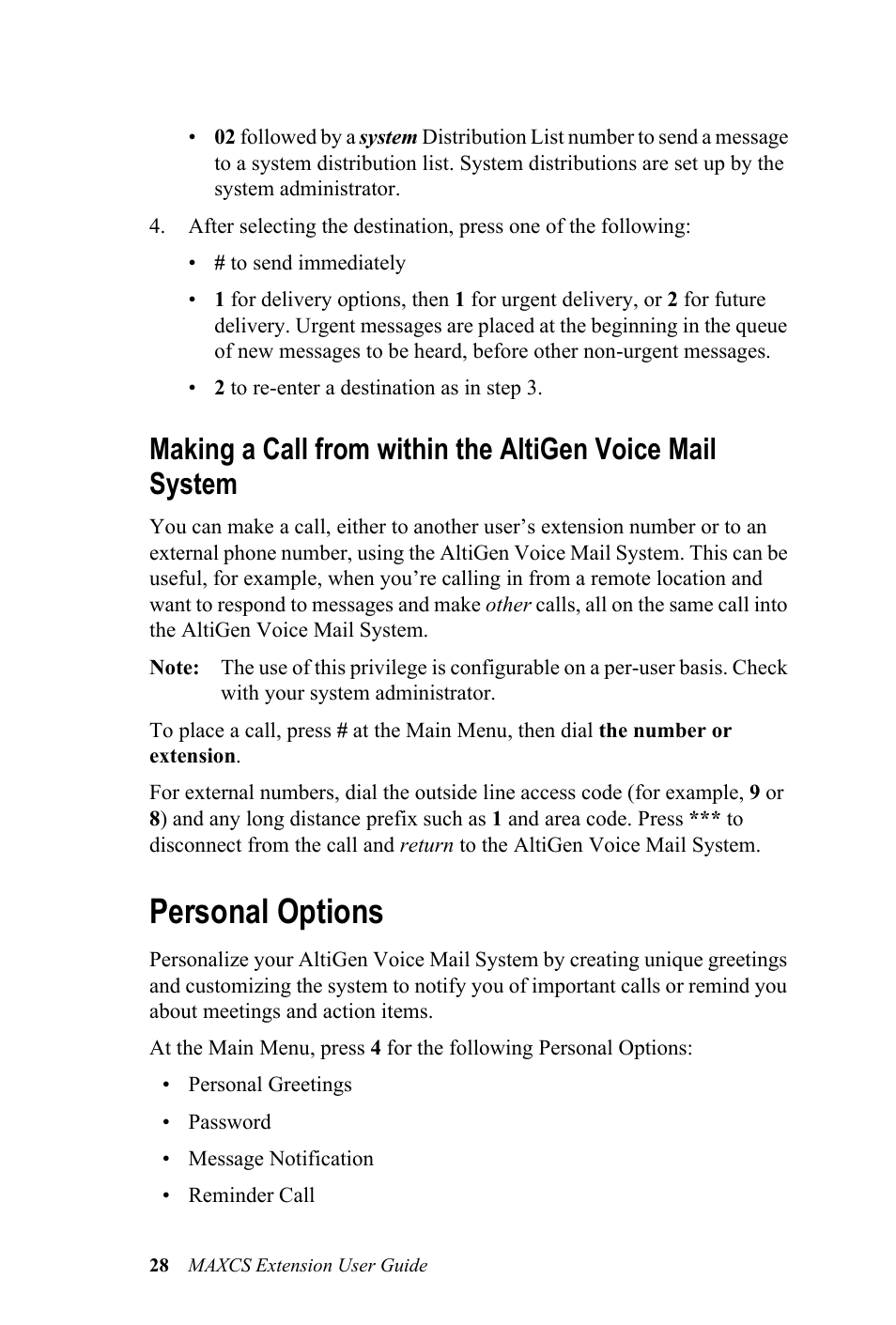 Personal options | AltiGen MAXCS 7.0 Extension User Guide User Manual | Page 34 / 48