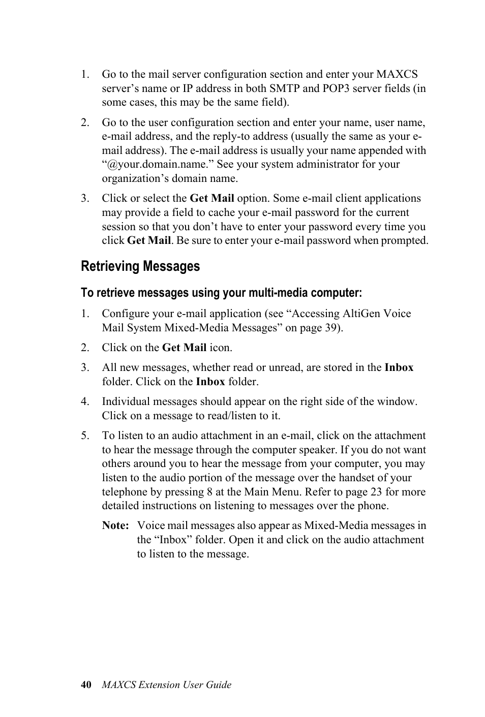 Retrieving messages | AltiGen MAXCS 7.0 Extension User Guide User Manual | Page 46 / 48