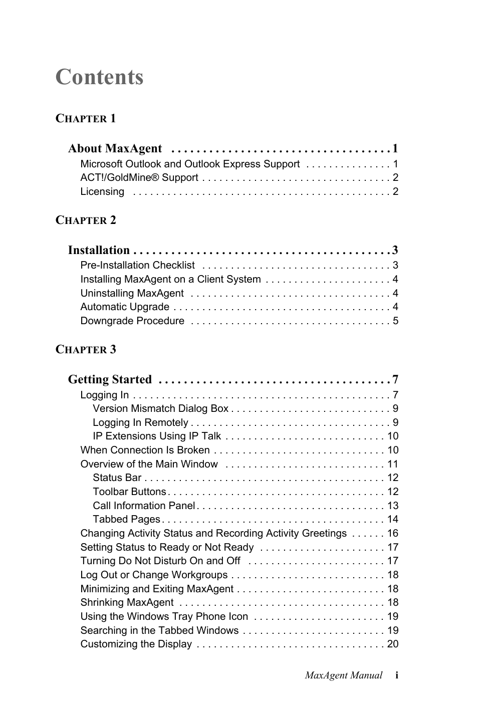 AltiGen MAXCS 7.0 MaxAgent User Manual | Page 3 / 93