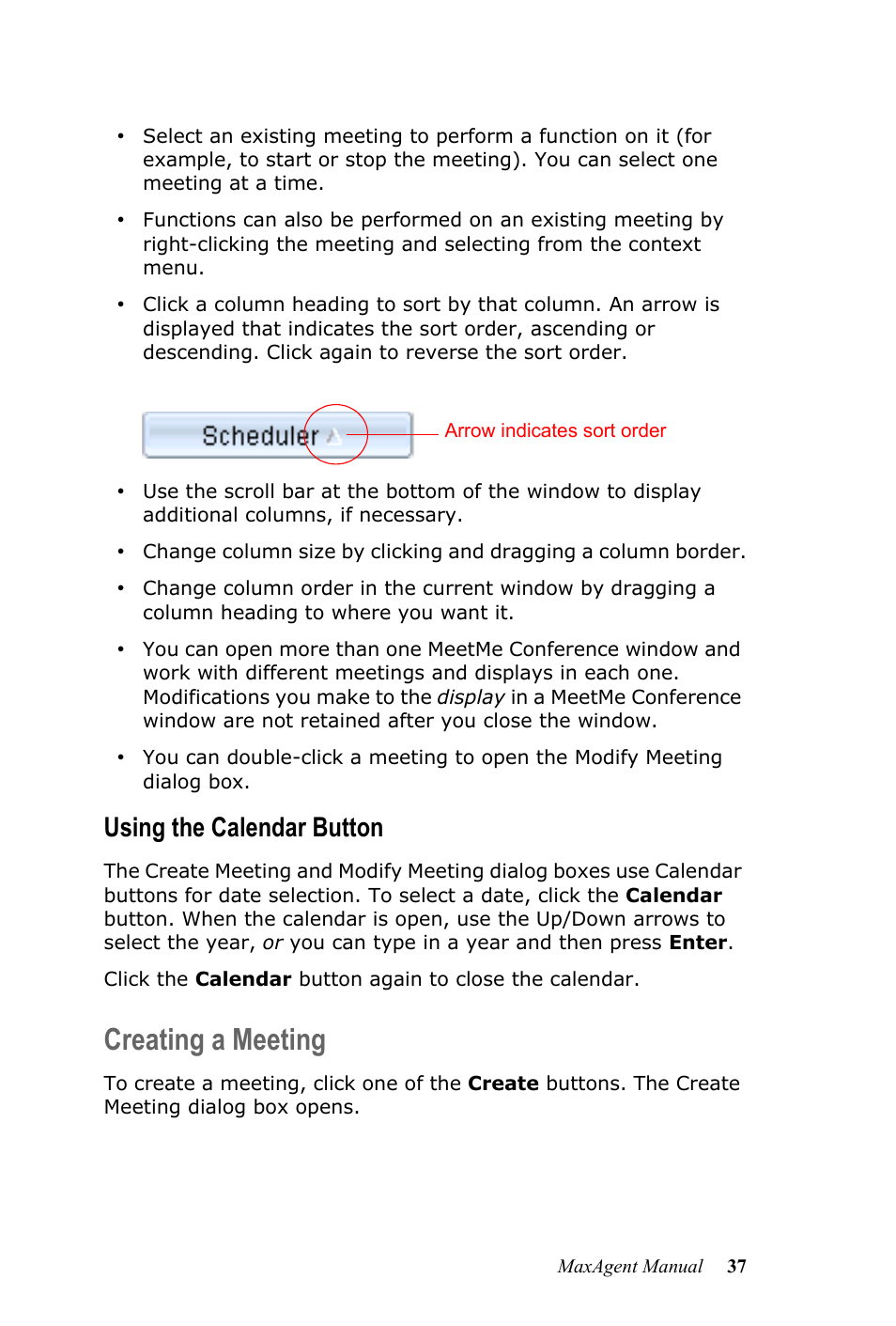 Creating a meeting, Using the calendar button | AltiGen MAXCS 7.0 MaxAgent User Manual | Page 43 / 93