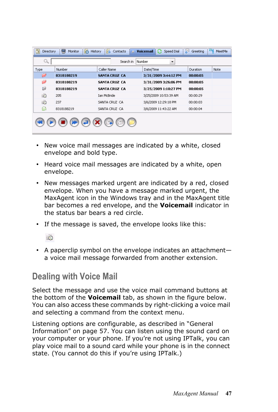 Dealing with voice mail | AltiGen MAXCS 7.0 MaxAgent User Manual | Page 53 / 93