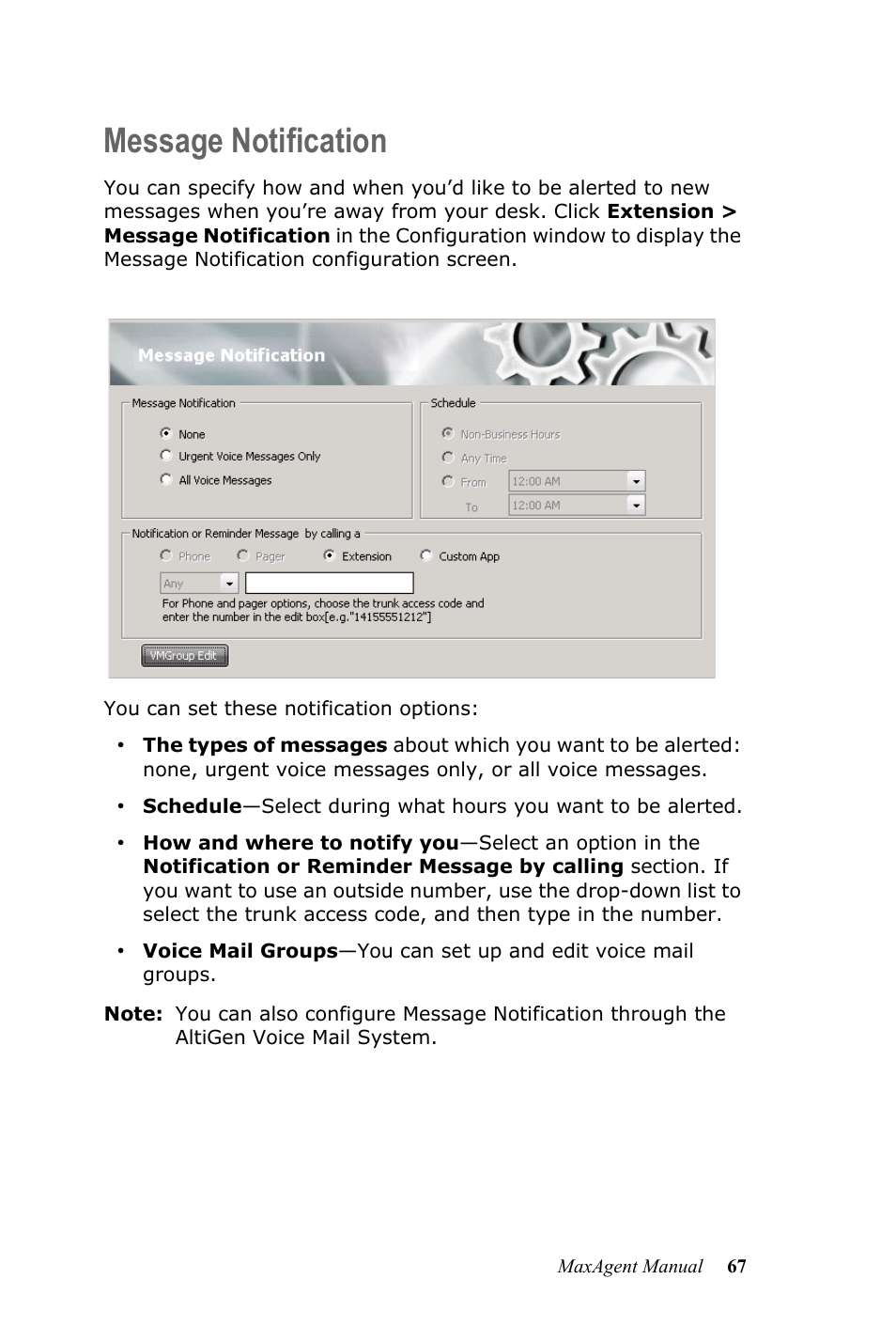 Message notification | AltiGen MAXCS 7.0 MaxAgent User Manual | Page 73 / 93