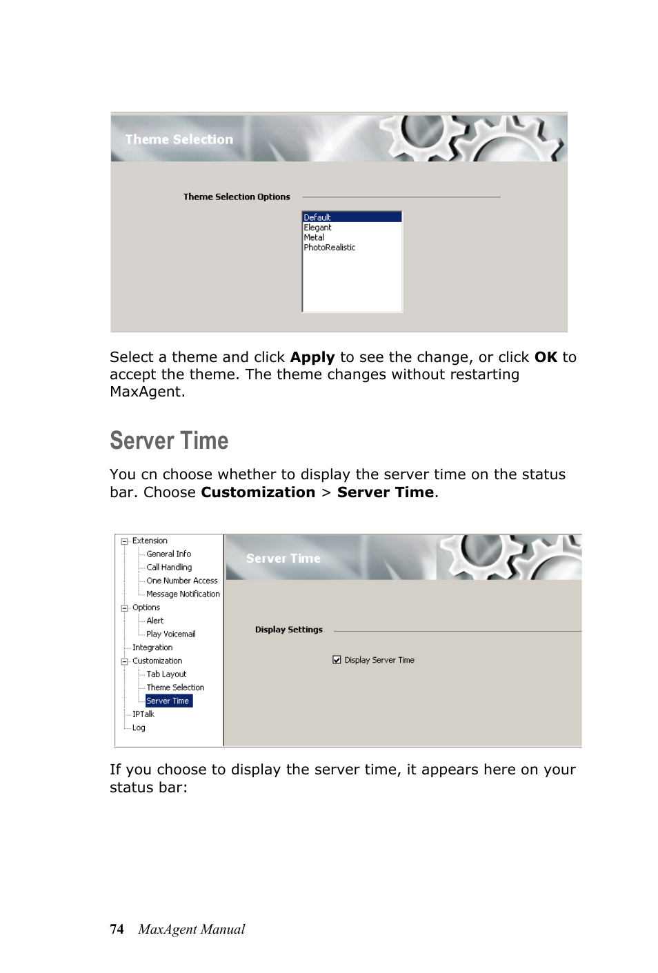 Server time | AltiGen MAXCS 7.0 MaxAgent User Manual | Page 80 / 93