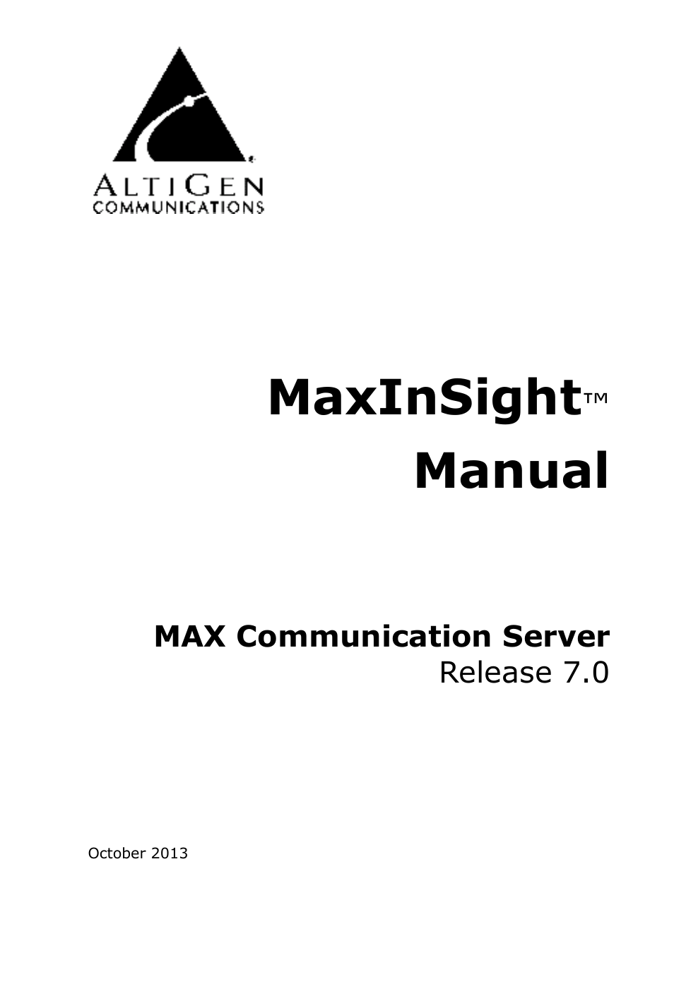 AltiGen MAXCS 7.0 MaxInSight User Manual | 34 pages