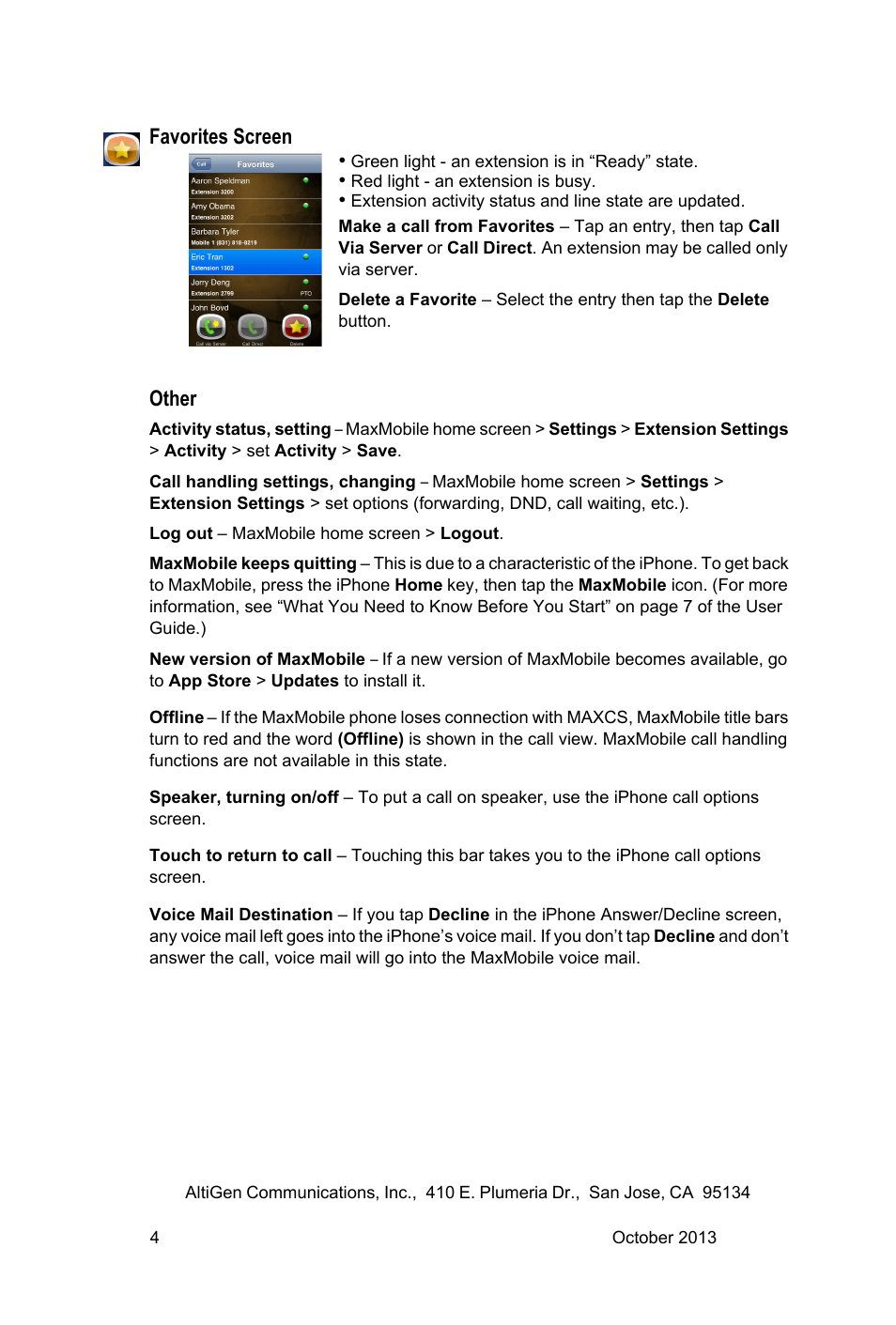 AltiGen MAXCS 7.0 MaxMobile Quick Reference for iPhone User Manual | Page 4 / 4
