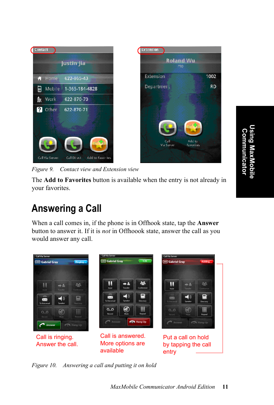 Answering a call | AltiGen MAXCS 7.0 MaxMobile User Guide for Android Phone User Manual | Page 15 / 24