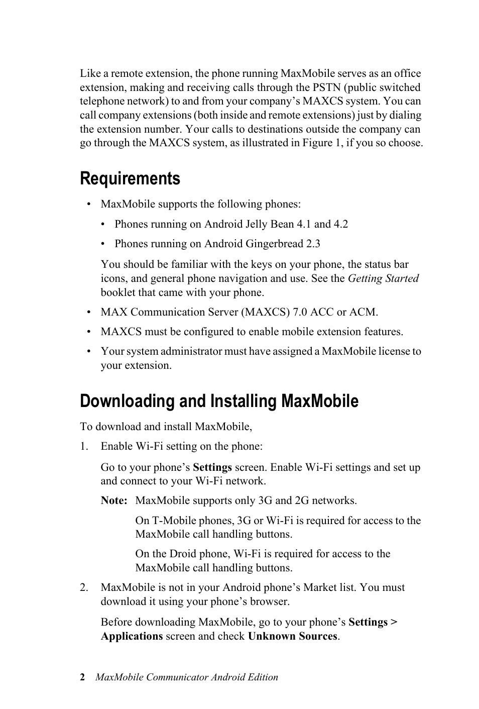 Requirements, Downloading and installing maxmobile, Requirements downloading and installing maxmobile | AltiGen MAXCS 7.0 MaxMobile User Guide for Android Phone User Manual | Page 6 / 24