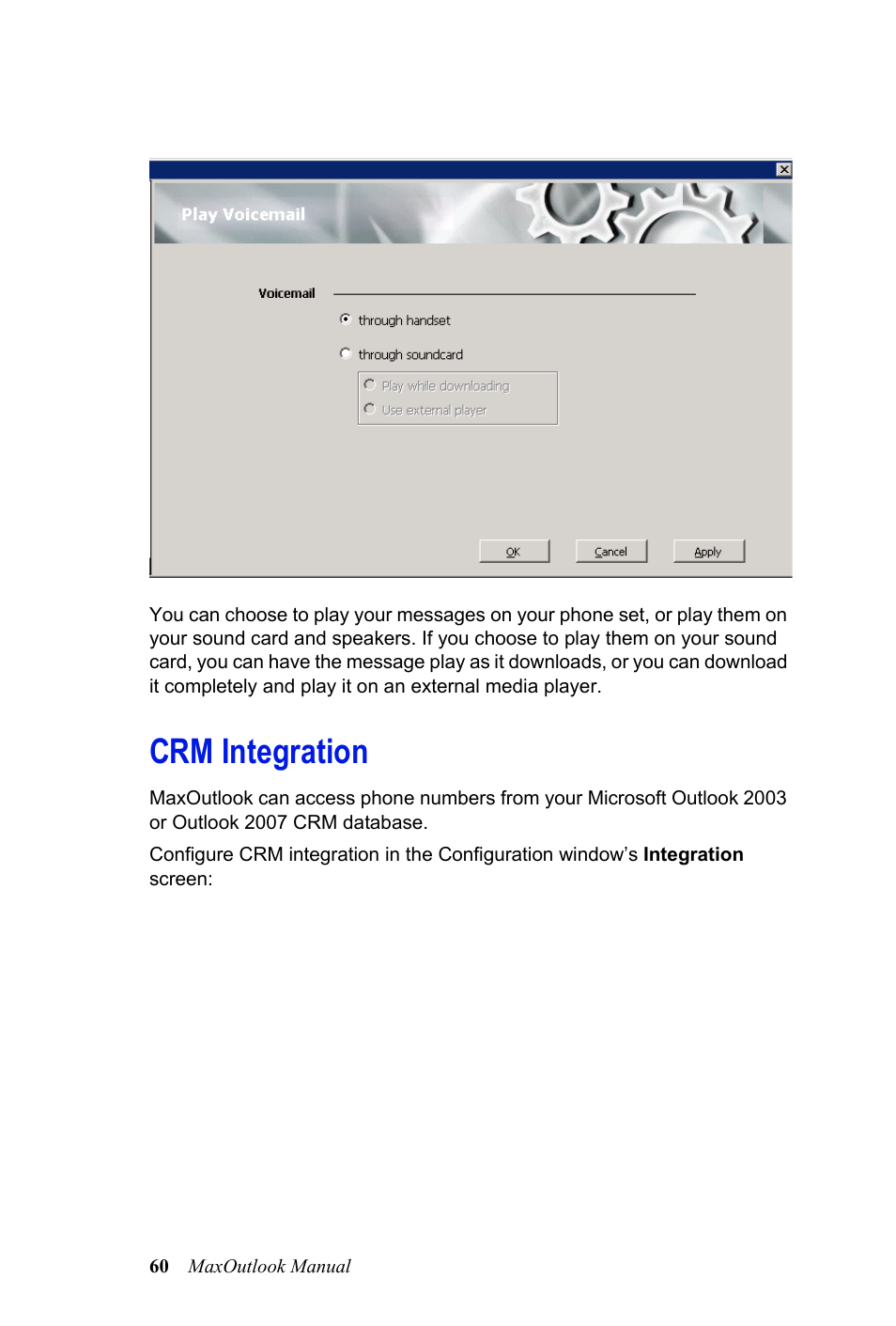 Crm integration | AltiGen MAXCS 7.0 MaxOutlook User Manual | Page 66 / 81