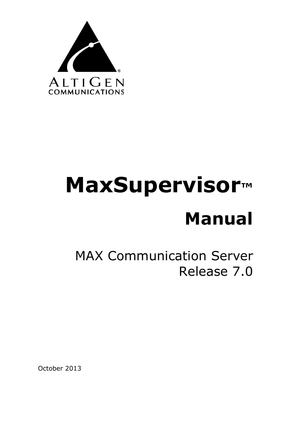 AltiGen MAXCS 7.0 MaxSupervisor User Manual | 42 pages