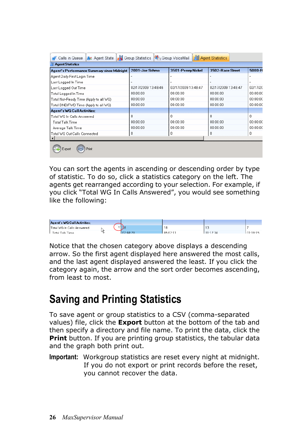 Saving and printing statistics | AltiGen MAXCS 7.0 MaxSupervisor User Manual | Page 30 / 42