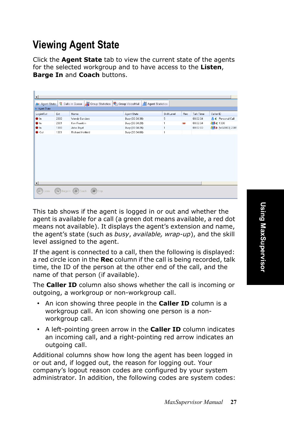 Viewing agent state | AltiGen MAXCS 7.0 MaxSupervisor User Manual | Page 31 / 42