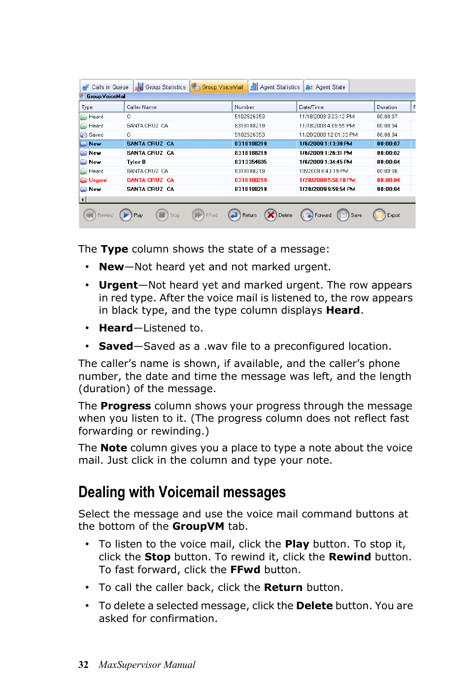 Dealing with voicemail messages | AltiGen MAXCS 7.0 MaxSupervisor User Manual | Page 36 / 42