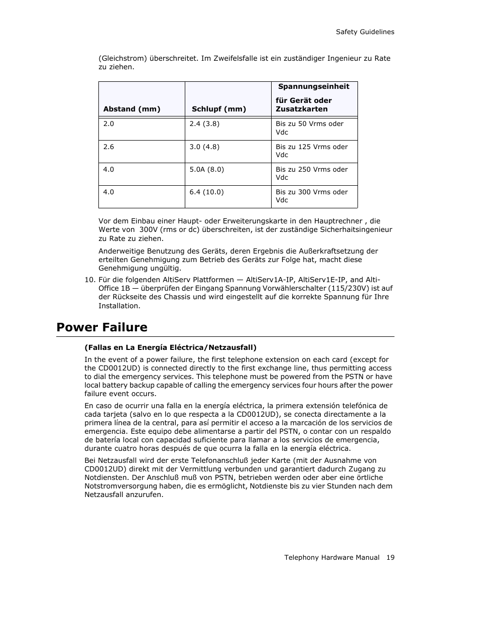 Power failure | AltiGen MAXCS 7.0 Telephony Hardware User Manual | Page 25 / 68