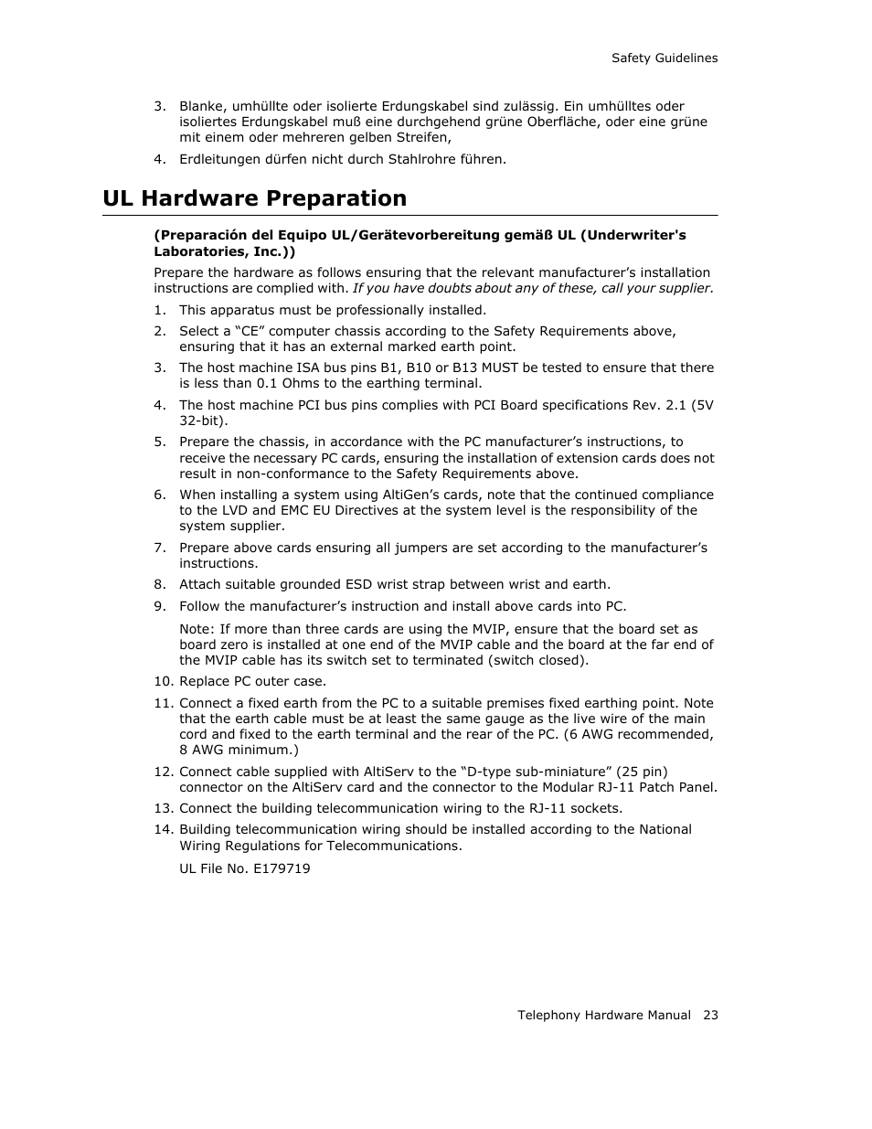 Ul hardware preparation | AltiGen MAXCS 7.0 Telephony Hardware User Manual | Page 29 / 68