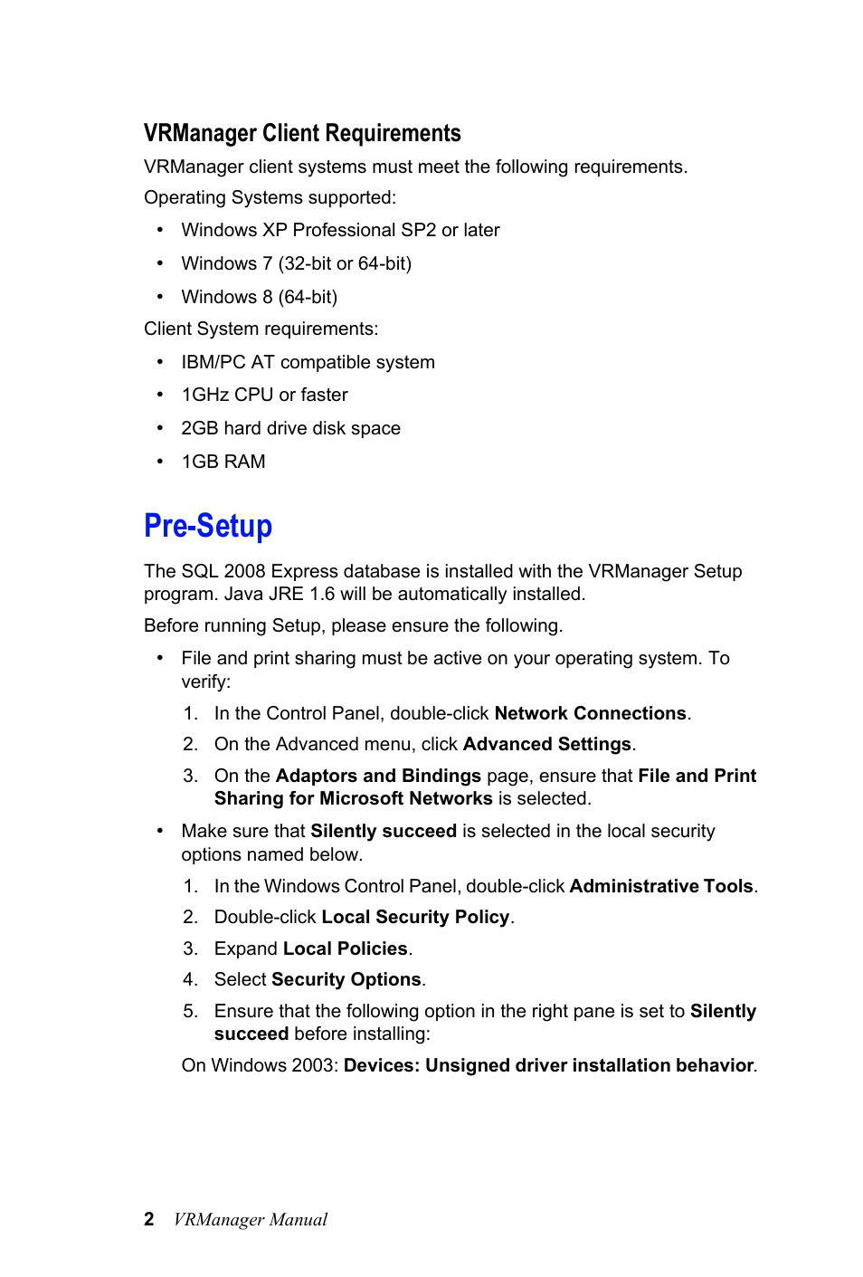 Vrmanager client requirements, Pre-setup | AltiGen MAXCS 7.0 VRManager User Manual | Page 6 / 32