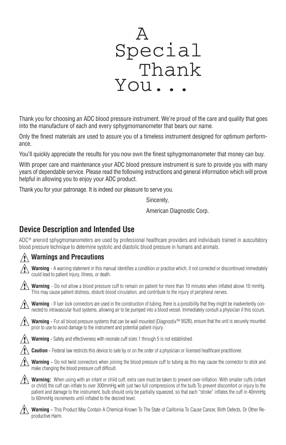 American Diagnostic Corporation (ADC) Diagnostix 952B User Manual | Page 2 / 5