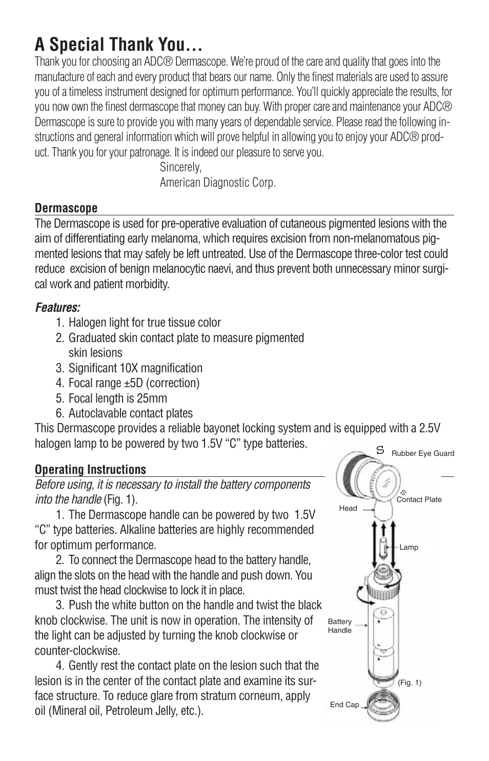 American Diagnostic Corporation (ADC) Dermascope 5312 User Manual | Page 2 / 4