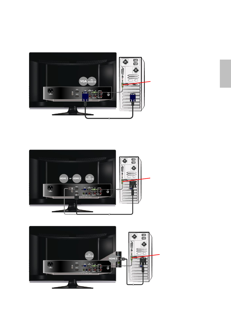 English, Connecting to a computer | AOC LC27H060 User Manual | Page 20 / 44