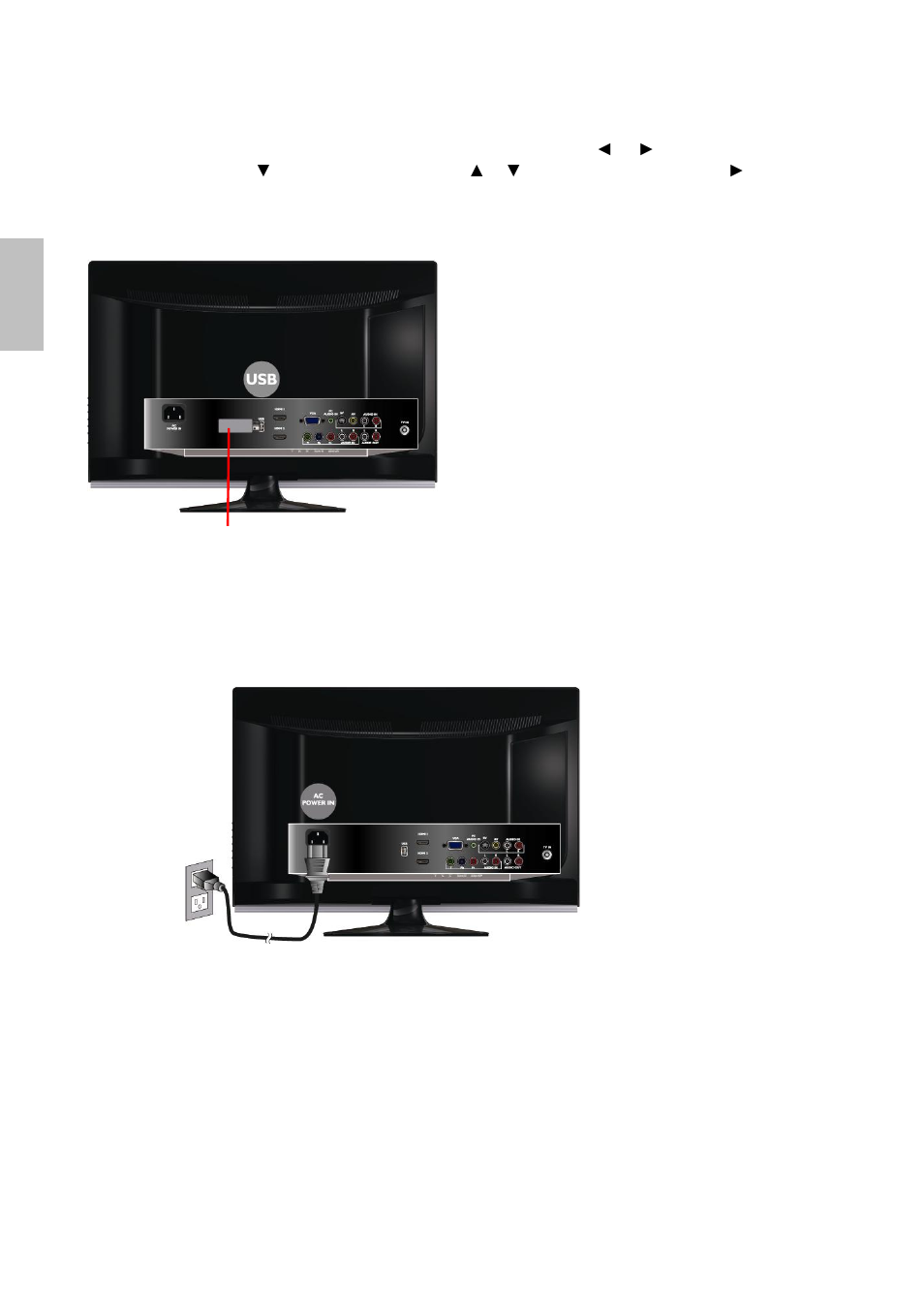 English, Connecting the usb input, Connecting with the power cord | AOC LC27H060 User Manual | Page 21 / 44