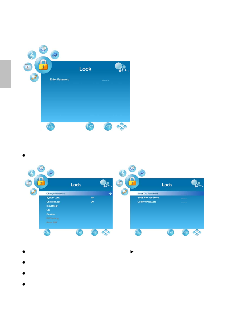 English, Lock menu | AOC LC27H060 User Manual | Page 33 / 44