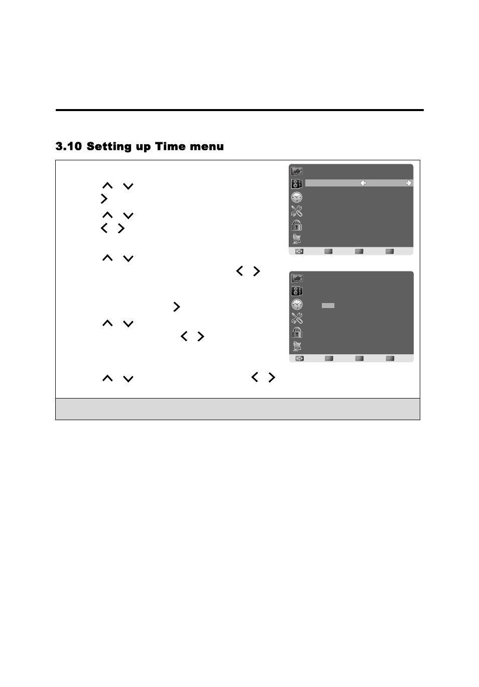 Engli sh, 10 setting up time menu, English | Press menu to display the osd main menu | AOC LE23H062 User Manual | Page 29 / 123