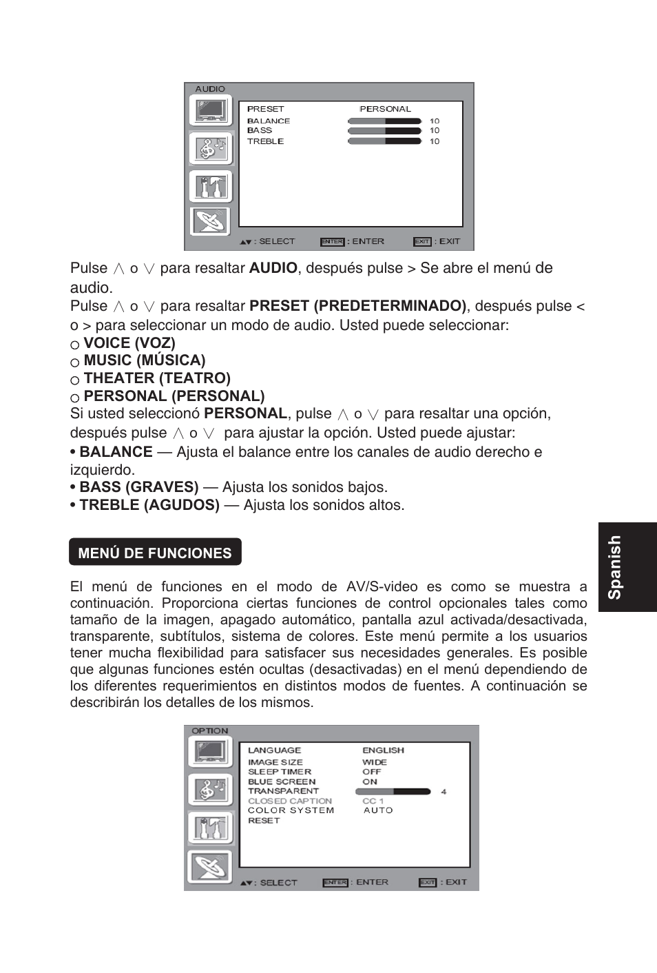 Spanish | AOC L32W831 User Manual | Page 100 / 139