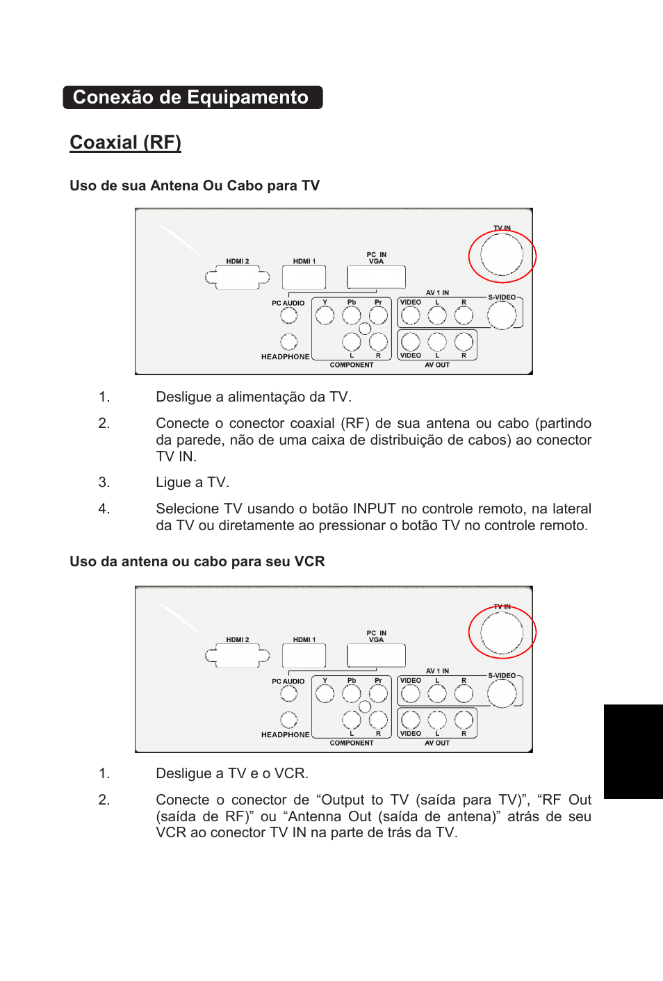 Conexão de equipamento coaxial (rf) | AOC L32W831 User Manual | Page 122 / 139