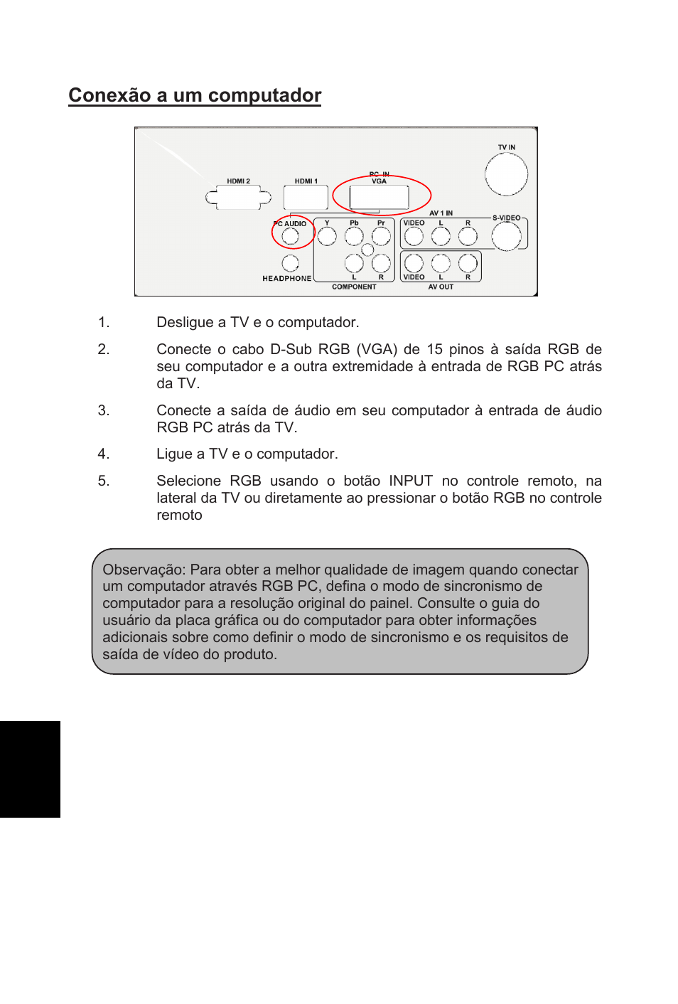 Conexão a um computador | AOC L32W831 User Manual | Page 131 / 139