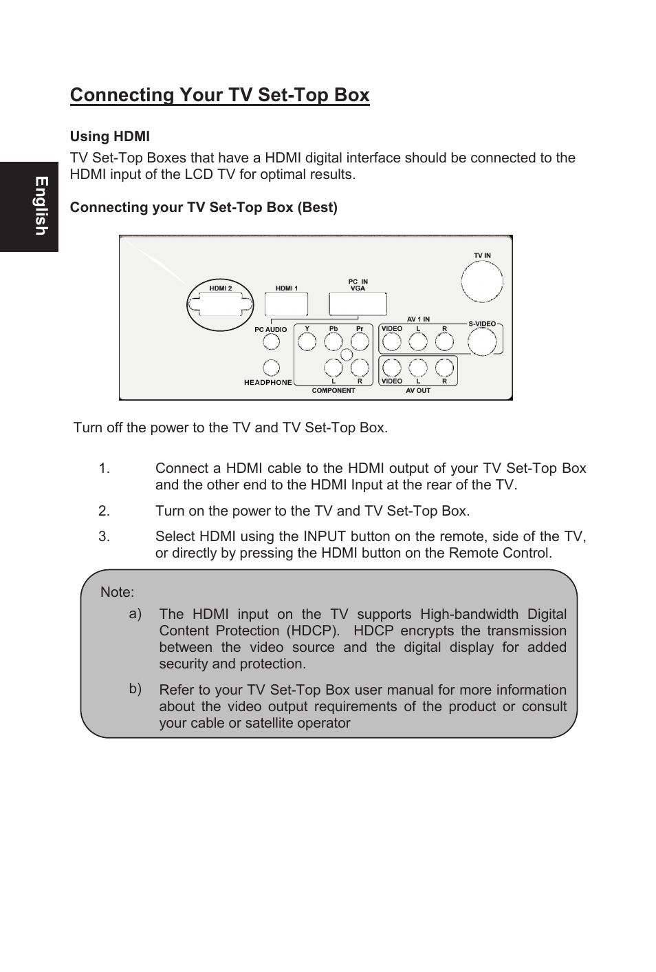 Connecting your tv set-top box | AOC L32W831 User Manual | Page 19 / 139