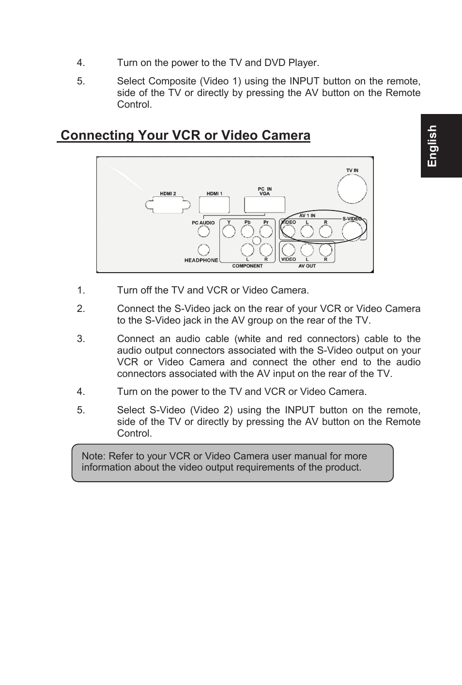 Connecting your vcr or video camera | AOC L32W831 User Manual | Page 26 / 139