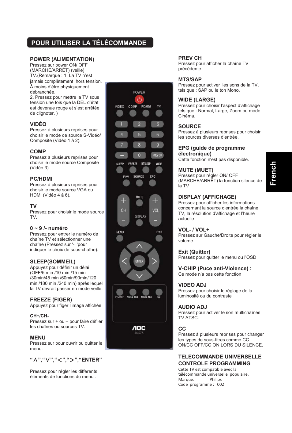 French | AOC L32W831 User Manual | Page 50 / 139