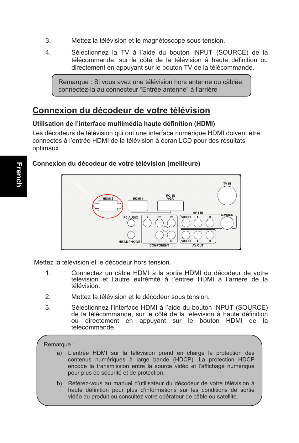 Connexion du décodeur de votre télévision, French | AOC L32W831 User Manual | Page 53 / 139