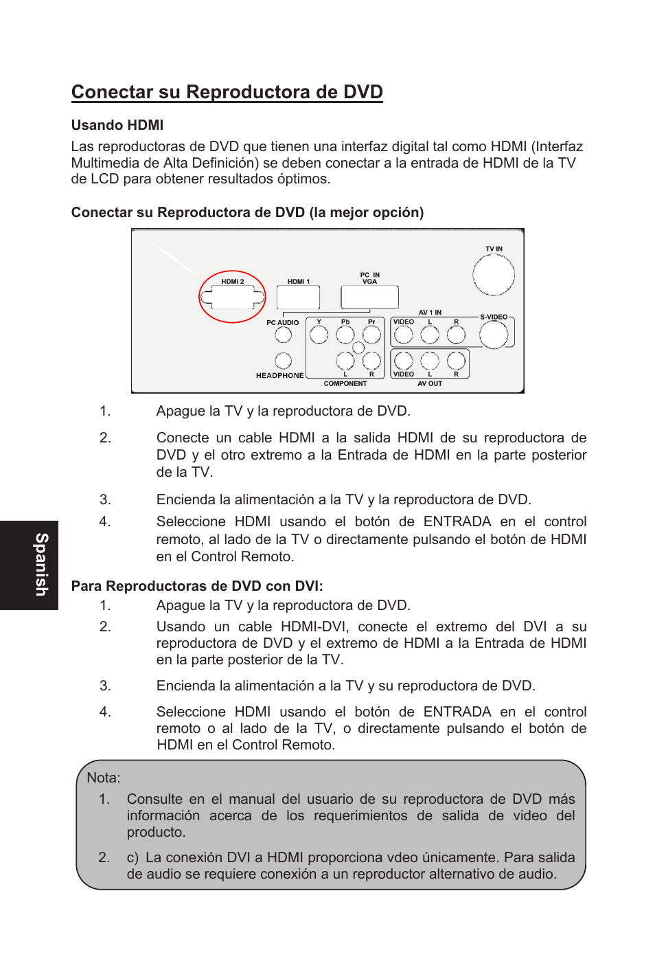 Conectar su reproductora de dvd | AOC L32W831 User Manual | Page 93 / 139