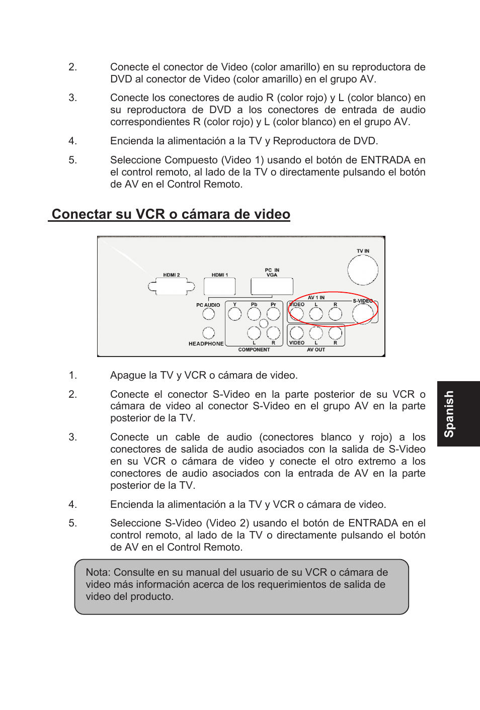 Conectar su vcr o cámara de video | AOC L32W831 User Manual | Page 96 / 139