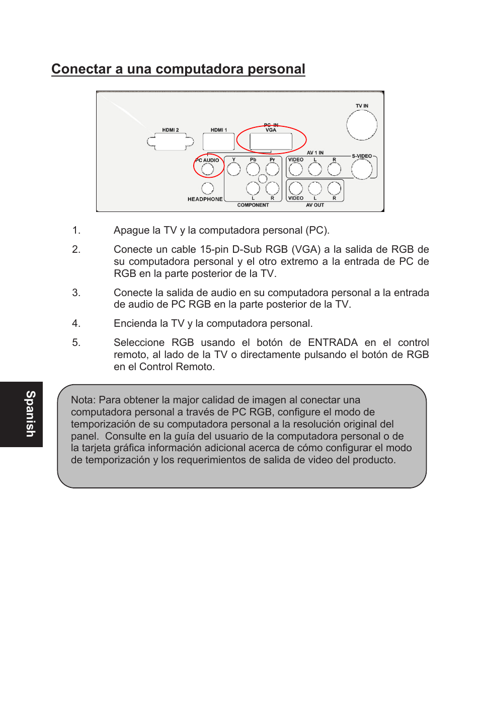 Conectar a una computadora personal | AOC L32W831 User Manual | Page 97 / 139