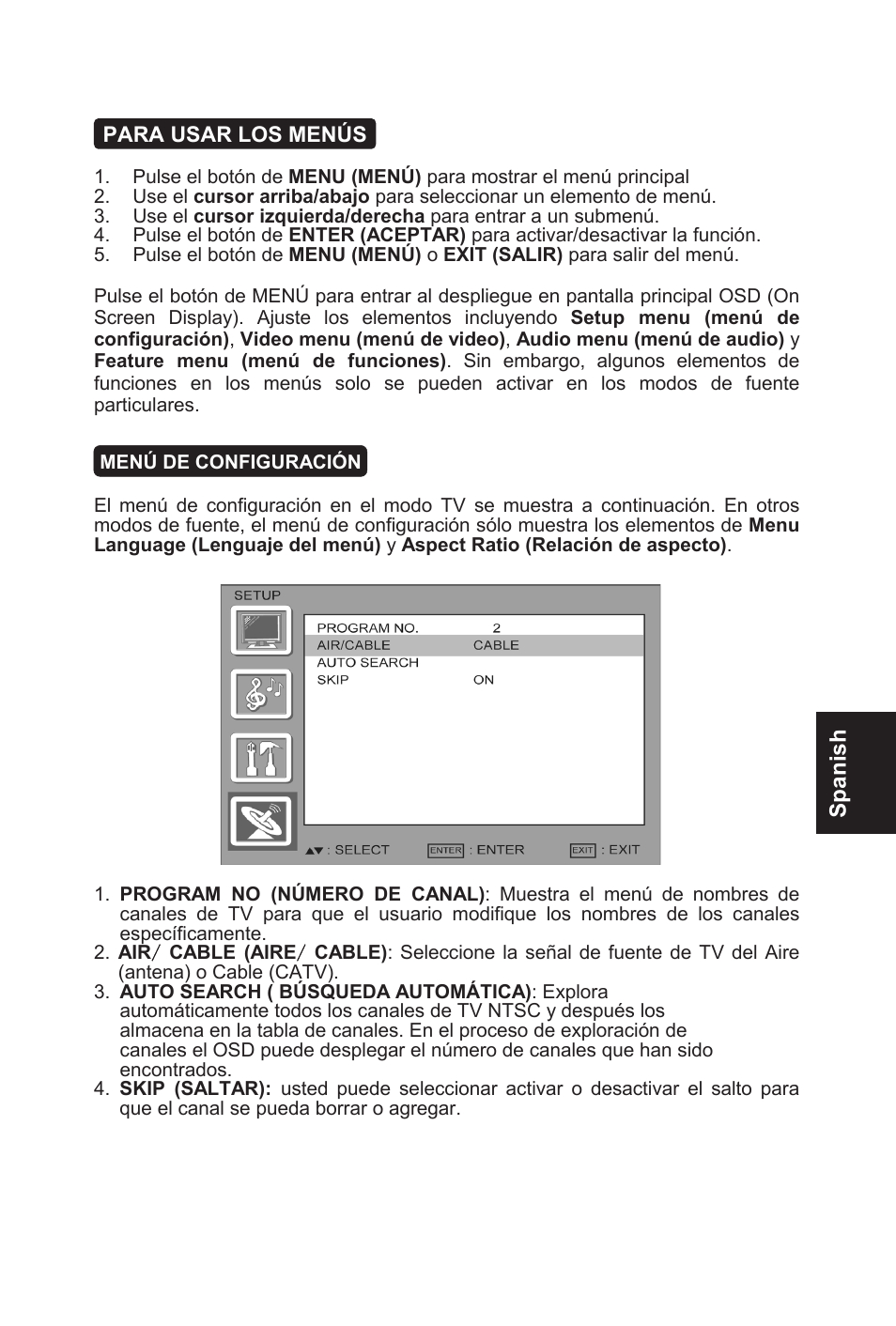 Spanish | AOC L32W831 User Manual | Page 98 / 139