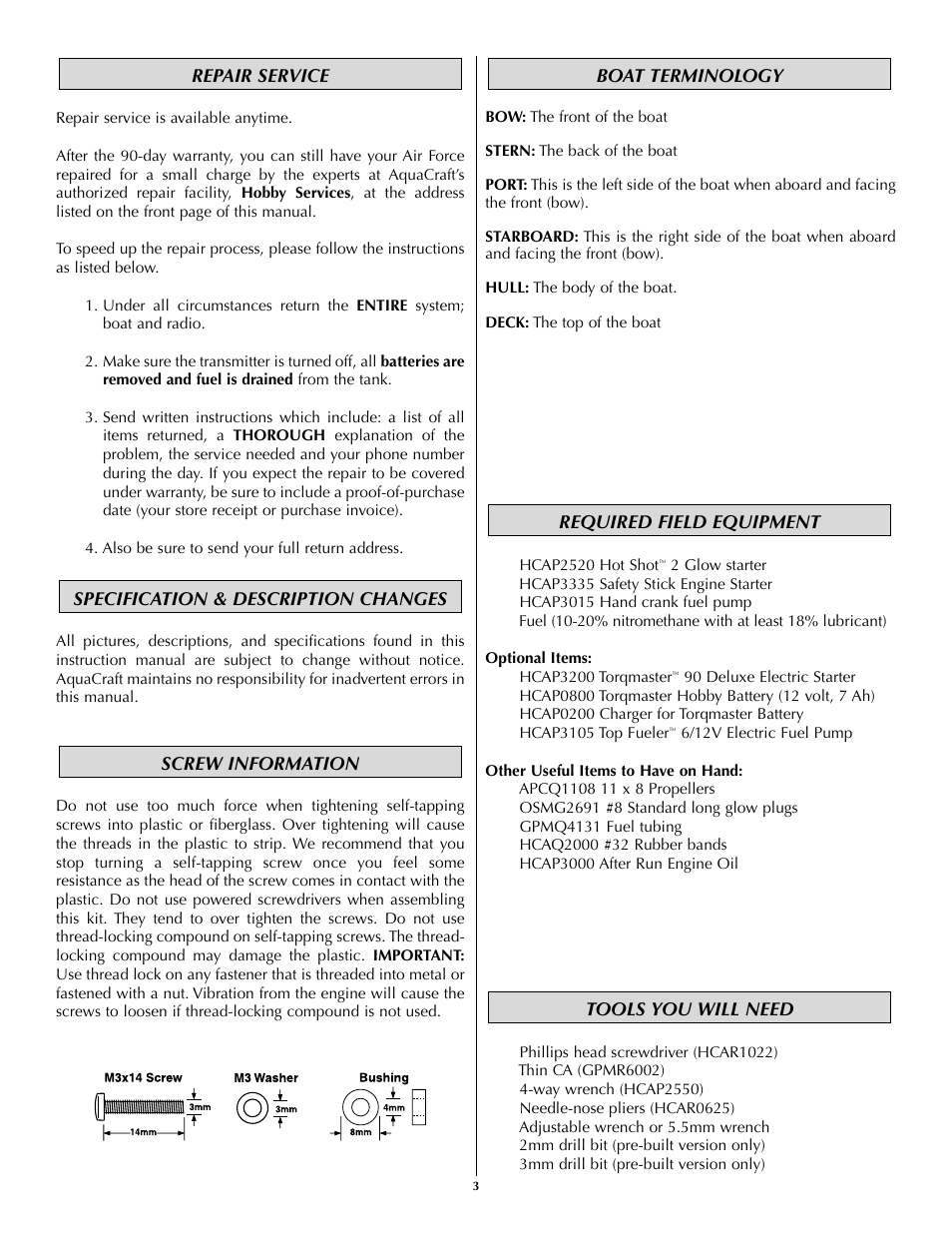 AquaCraft Air Force User Manual | Page 3 / 15