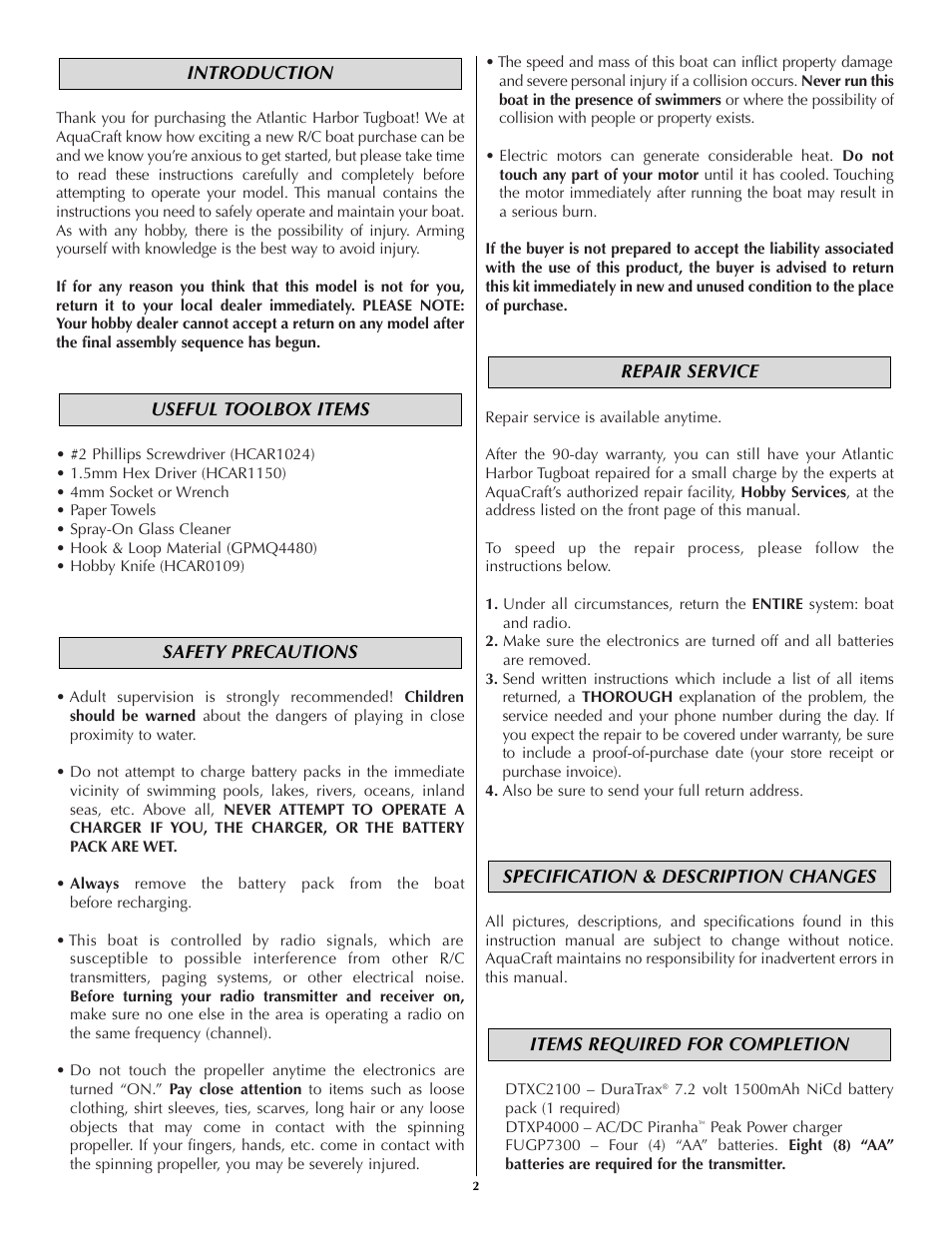 AquaCraft Atlantic User Manual | Page 2 / 8