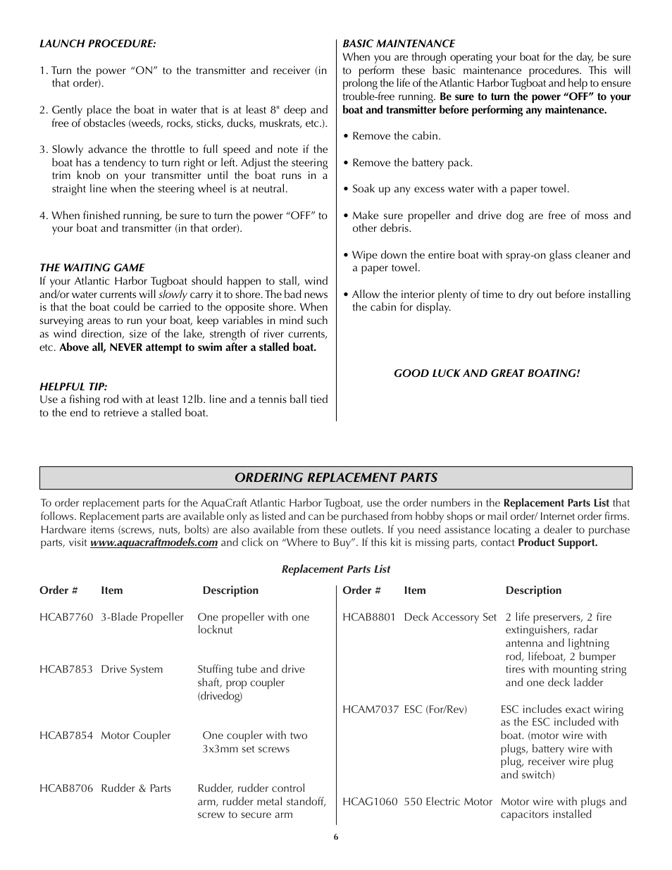 AquaCraft Atlantic User Manual | Page 6 / 8