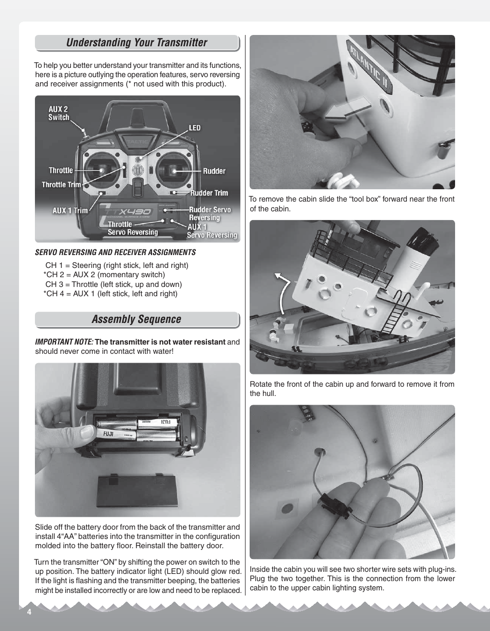 Understanding your transmitter, Assembly sequence | AquaCraft Atlantic II User Manual | Page 4 / 8