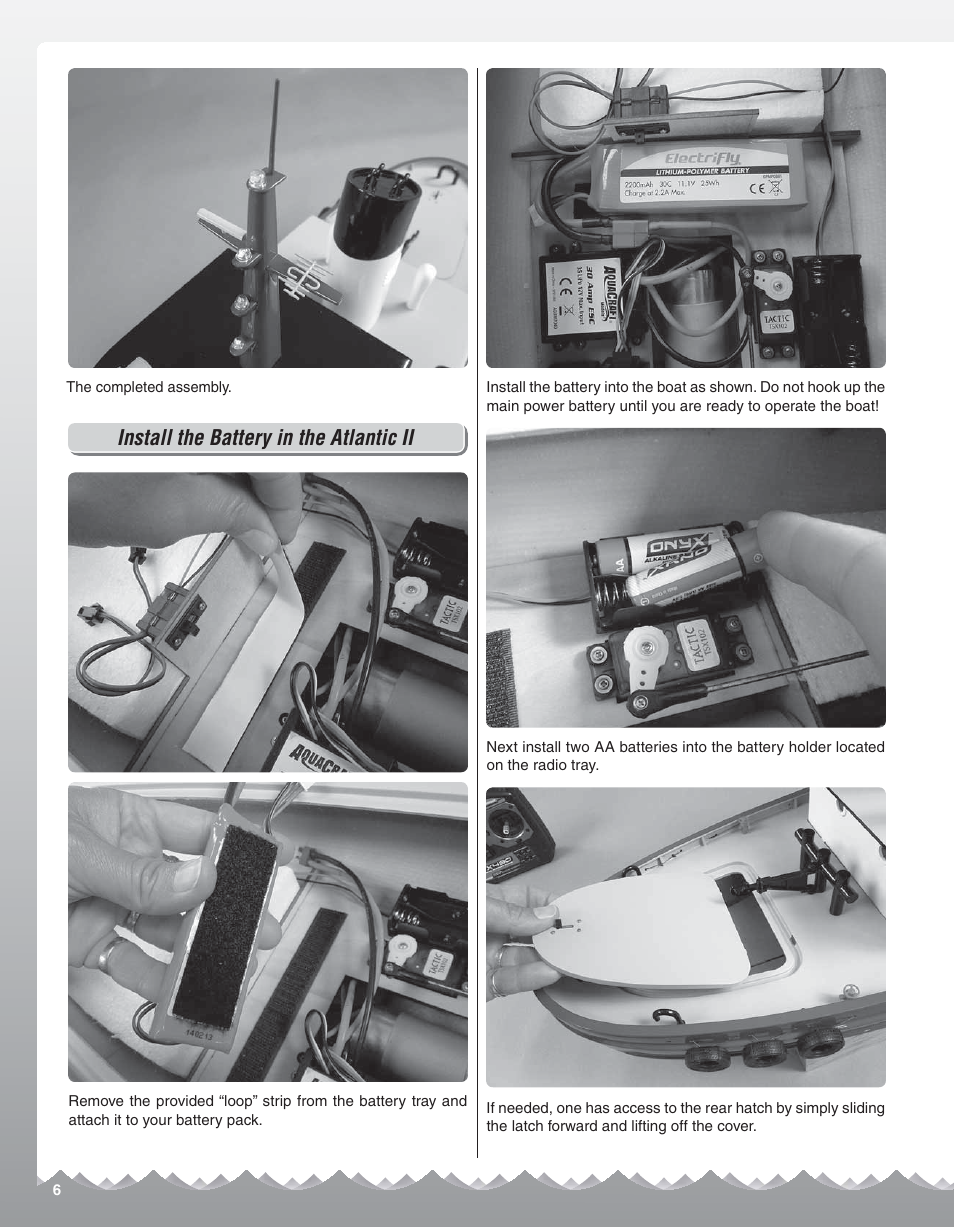 Install the battery in the atlantic ii | AquaCraft Atlantic II User Manual | Page 6 / 8