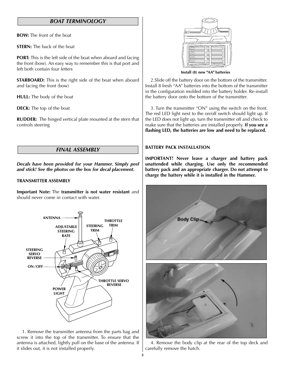 Final assembly boat terminology | AquaCraft Hammer User Manual | Page 3 / 8