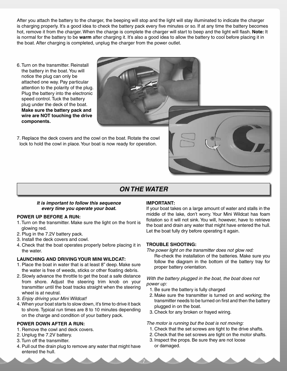 On the water | AquaCraft Mini Wildcat User Manual | Page 7 / 12