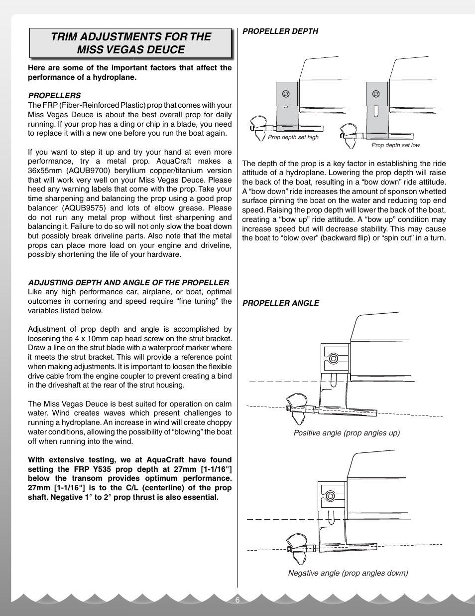 Trim adjustments for the miss vegas deuce | AquaCraft Miss Vegas Deuce User Manual | Page 6 / 16