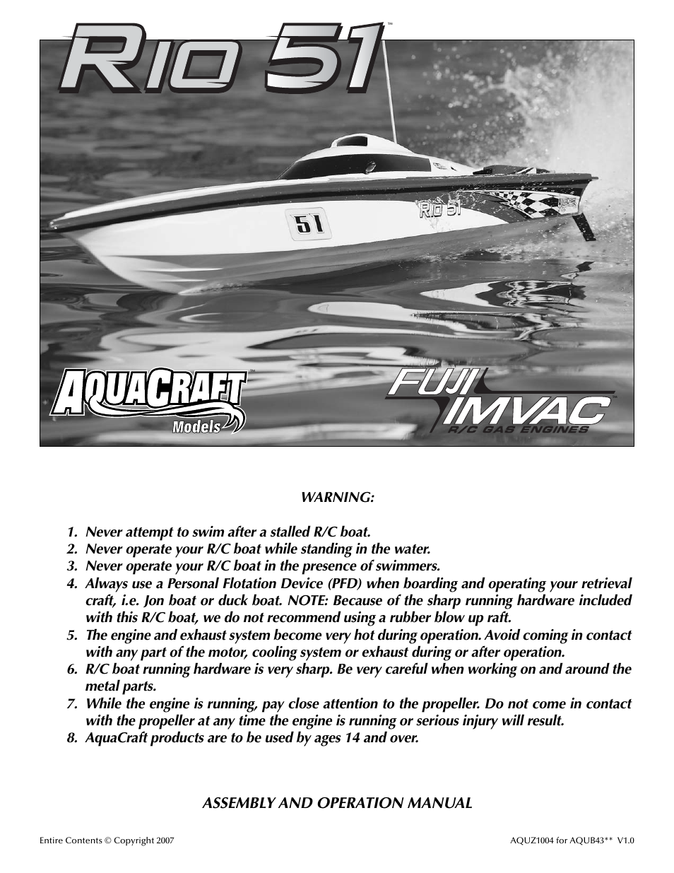 AquaCraft Rio 51 User Manual | 24 pages