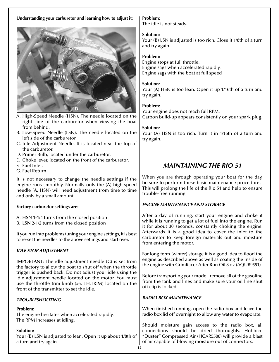 Maintaining the rio 51 | AquaCraft Rio 51 User Manual | Page 12 / 24