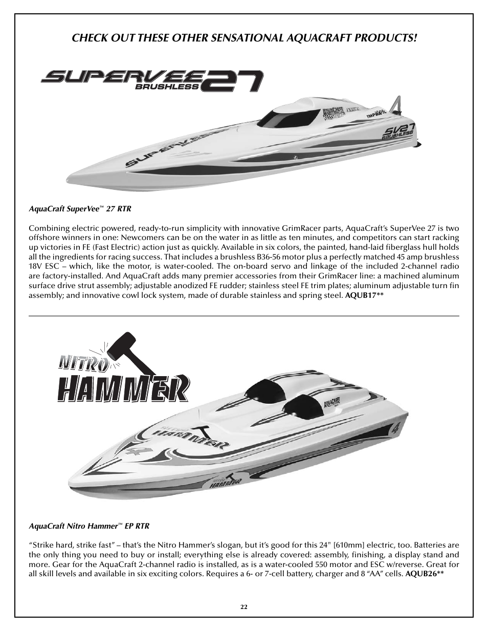 AquaCraft Rio 51 User Manual | Page 22 / 24