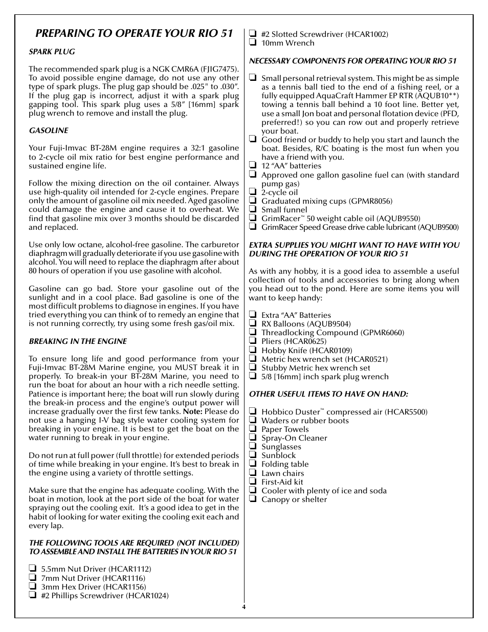 Preparing to operate your rio 51 | AquaCraft Rio 51 User Manual | Page 4 / 24